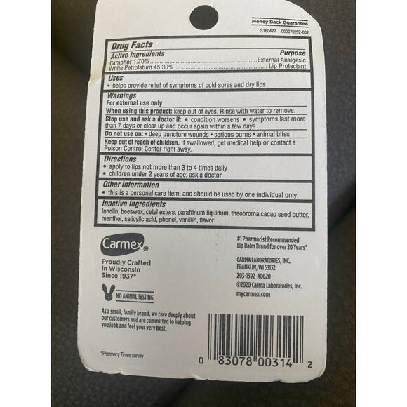 Carmex Lot of 12 Triple Force Formula Classic Lip Balm Lip Protection - Picture 4 of 4